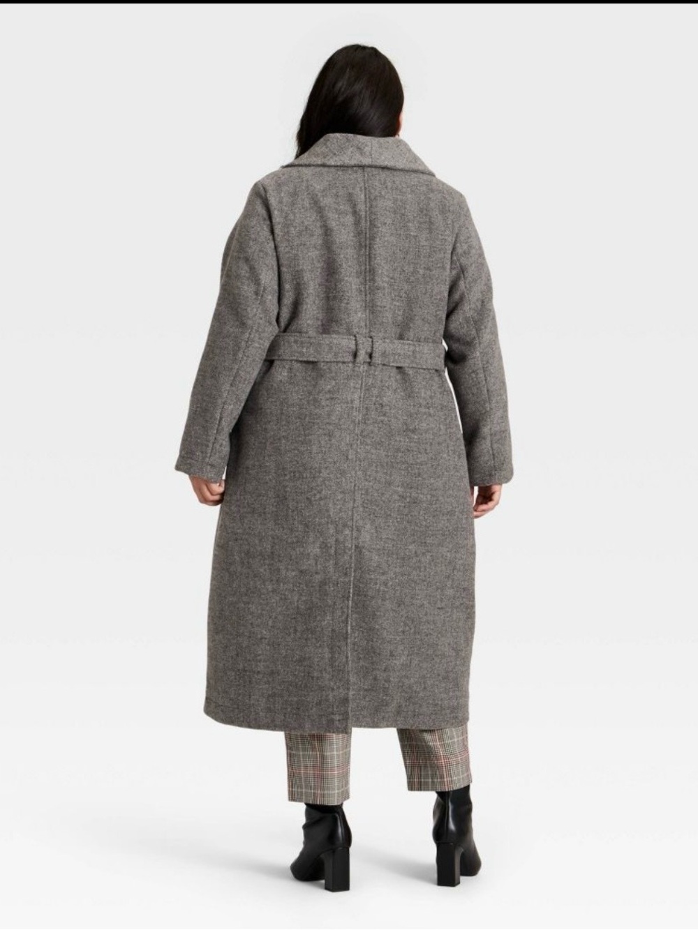 Ava & Viv Gray Long Belted Trench Peacoat - Picture 3 of 3